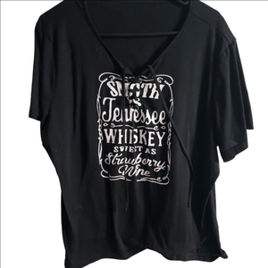 Black Tee with White Whiskey Graphic